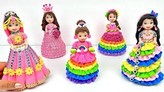 DIY How to Make Polymer Clay Miniature Rainbow Doll Dress  DIY Easy Polymer Clay Tutorial  ASMR