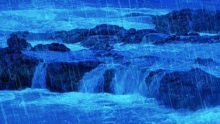 Heavy Rain & Big Ocean Waves ️  Rainstorm Sounds White Noise for Sleeping Studying or Relaxation