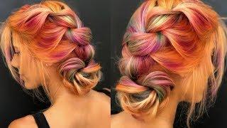 Diagonal chignon braid updo