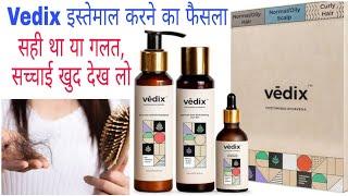 vedix hair care range I tried 2 months vedix hair oil  shampoo hair growth serum