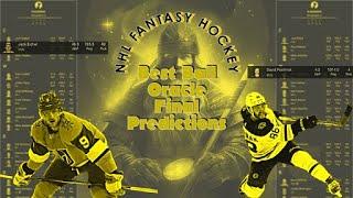 NHL Fantasy Hockey - Best Puck Oracle Final Predictions