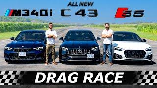2023 AMG C43 vs BMW M340i vs Audi S5  DRAG & ROLL RACE
