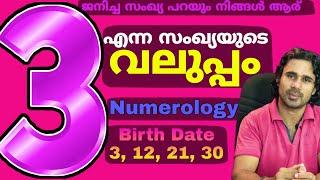 3_12_21_30 തീയതി ജനിച്ചവരുടെ ന്യൂമറോളജി personality no 3 numerology  how to find lucky number of 3