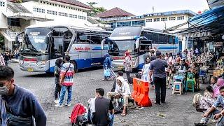 3 BUS SUMBER ALAM BERANGKAT DARI TERMINAL GIWANGAN JOGJA rekam lensa arus balik nataru