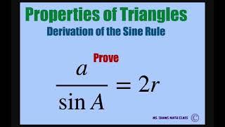 Derivation of Sine Rule. Show that asin A = 2r or sin A = a2r.