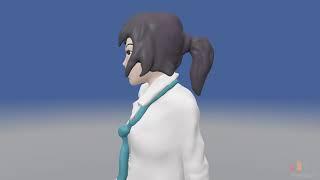 Japanese Schoolgirl with Pony Tail   3D Model