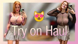 4K Transparent Try-on Haul with Katy  See Through Clothes