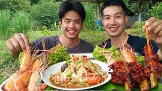 กุ้งนึ่งตกมาเอง ส้มตำปูปลาร้า ไก่ย่างแดง อร่อยเด็ดเผ็ดฟินมากๆ