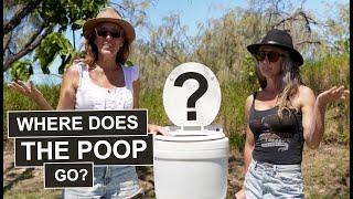 Where does the waste go in this portable toilet?