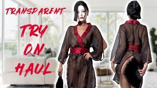 4K  Transparent  Black Kimono  Try-On Haul  No Bra No Panties  Muse Asia  2024