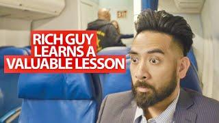 Rich man treats stranger on plane wrong and valuable lesson