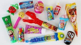 Mixing crazy candy slime candy weird candy dispensers super sour warheads lollipops