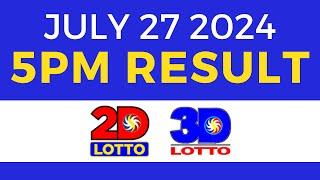 5pm Lotto Result Today July 27 2024  PCSO Swertres Ez2