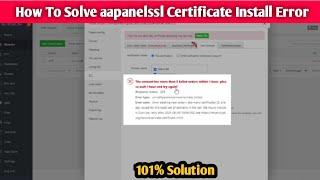 Vps Hosting Aapanel ssl Certificate Install Error  How To Solve 2024  101% Working Solution 