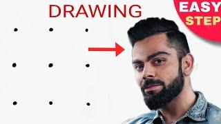 3x3 dots turns into Virat Kohli Drawing  How to draw Virat Kohli