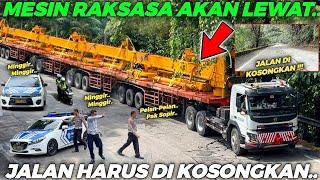 TAK MAIN-MAIN. JALAN HARUS DI KOSONGKAN  Truk Bawa Mesin Raksasa Akan Melintas Di Sitinjau Lauik