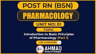 Post RN BSN Pharmacology Lecture 01 Introduction to Basic Principles of Pharmacology Part 01