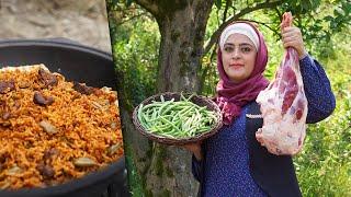 LOOBIA POLO Persian Green Bean Rice with SHIRAZI SALAD  An Original Iranian Taste  Rural Cuisine