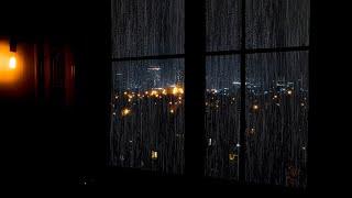 Black Window Screen  - Listening to Soothing Rain For a Very Deep Sleep - Reduce Stress ️