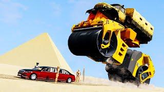 Giant Road Roller Crushes Cars #2 - Beamng drive