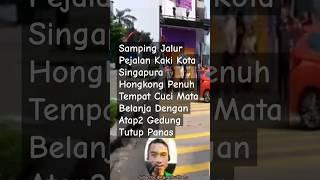 Jalur Pejalan Kaki Singapura Hongkong Penuh Tempat Cuci Mata Belanja Dengan Atap Gedung Tutup Panas