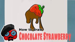 How to draw Cute Chocolate Strawberry  Çok kolay sevimli Çikolatalı Çilek çizimi  Kolay Resimler