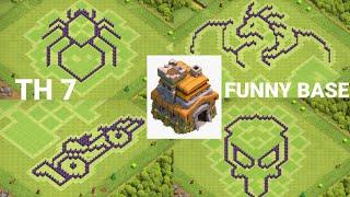 TOP 15 TOWNHALL 7 FUNNY BASE DESIGN WITH LINK  BEST TH7 FUNNY-LOOT-WAR BASE WITH LINK 2K22 COC 