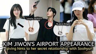 Kim jiwon safely arrived in Taiwan her necklace lowkey giving hints to her relationship with soohyun