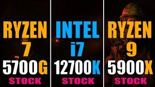 RYZEN 7 5700G vs INTEL i7 12700K vs RYZEN 9 5900X  PC GAMES BENCHMARK TEST 