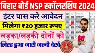 बिहार बोर्ड इंटर पास छात्र छात्राओं को मिलेगा 20 हजार स्कालरशिप सूचि जारी  Bihar NSP Scholarship