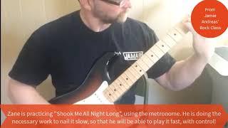 Guitar Principles Student Practicing Shook Me All Night Long