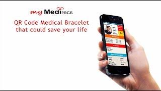 myMedirecs Medical Alert Bracelet with QR code for fast access.