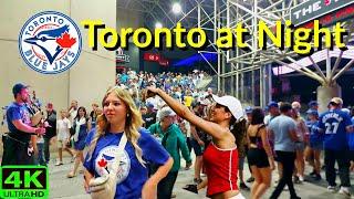 【4K】TORONTO BLUE JAYS FANS PLAYOFF WALK ON FRONT STREET  TORONTO NIGHT WALK