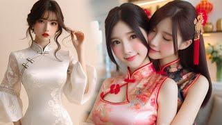 Qipao and Cheongsam style #lookbook. AI photos of beautiful #asian girls in chinese dresses. #china