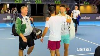 Novak Djokovic & Carlos Alcaraz Practice Together - Turin 2023