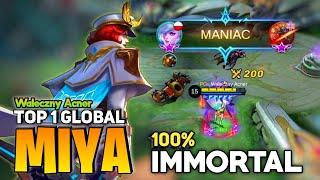 MANIAC 100% Immortal  Top 1 Global Miya  By Waleczny Acner - Mobile Legends