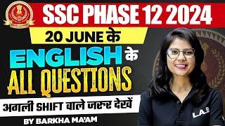 SSC PHASE 12 EXAM ANALYSIS 2024  20 JUNE ALL SHIFT ENGLISH ANALYSIS  SELECTION POST EXAM ANALYSIS