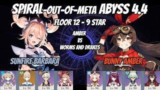 Spiral Abyss 4.4 - Sunfire Barbara  Bunny Amber - Floor 12 9-star Run - Genshin Impact
