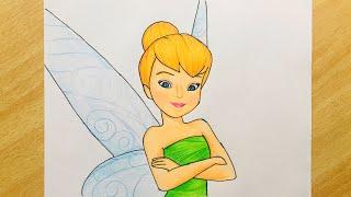 Tinkerbell Drawing Easy Step by Step  Colored Pencil Sketch