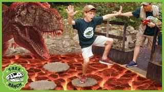 T-Rex Dinosaur & Floor Is Lava Pretend Play Escape with Dinosaurs at Gullivers Park for Kids