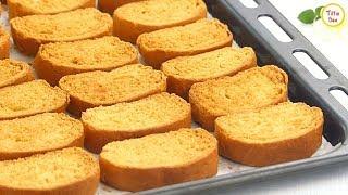 Homemade Toast Biscuit Milk Rusk Recipe by Tiffin Box for kids  Sweet Bread Rusk Tea rusk Recipe