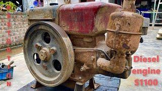 Restoration rusty old S1100 diesel engine  Restore and restart the old S1100 diesel engine
