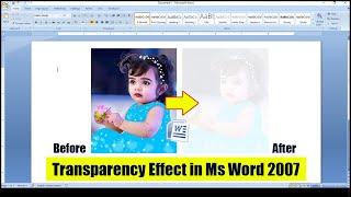 Image Transparency Effect in Ms Word 2007 Hindi Tutorial