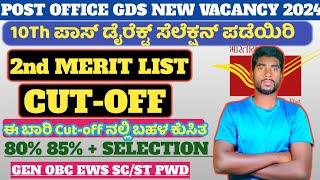 Post office GDS 2nd Merit List Cut-off DetailsKarnataka2024-25 Results Date out Latest update🫵