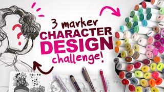 BUILDING a CHARACTER from ONLY 3 COLORS?  3 Ohuhu Marker Character Design Challenge