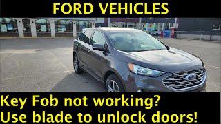 Ford Key Fob - LOCATION OF HIDDEN KEY BLADE TO UNLOCK DOOR