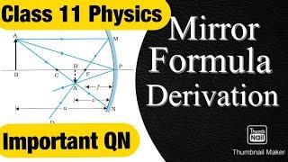Class 11 Optics  Mirror Formula from Concave Mirror  All concepts and Derivations