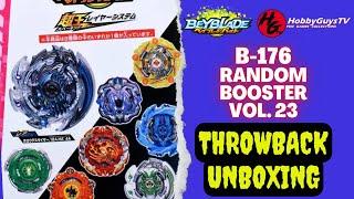 THROWBACK BEYBLADE UNBOXING B-176 RANDOM BOOSTER VOL 23. HOLLOW DEATHSCYTHER 12AXE HIGH ACCEL 4A