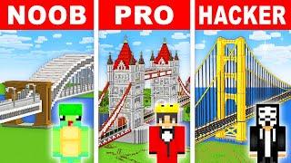 NOOB Vs PRO Modern BRIDGE HOUSE Build Challenge in Minecraft