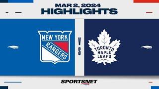 NHL Highlights  Rangers vs. Maple Leafs - March 2 2024